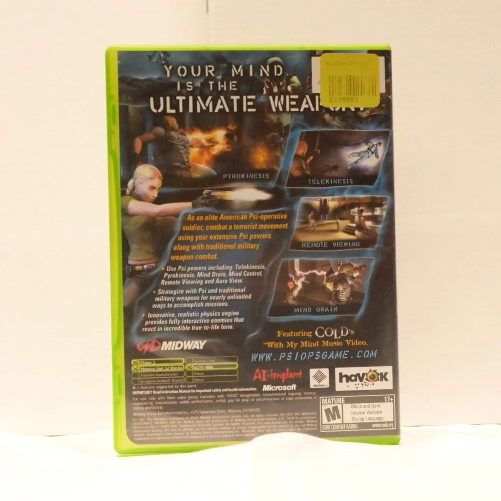 Psi-Ops The Mindgate Conspiracy Original Xbox CIB Manual‎ Case